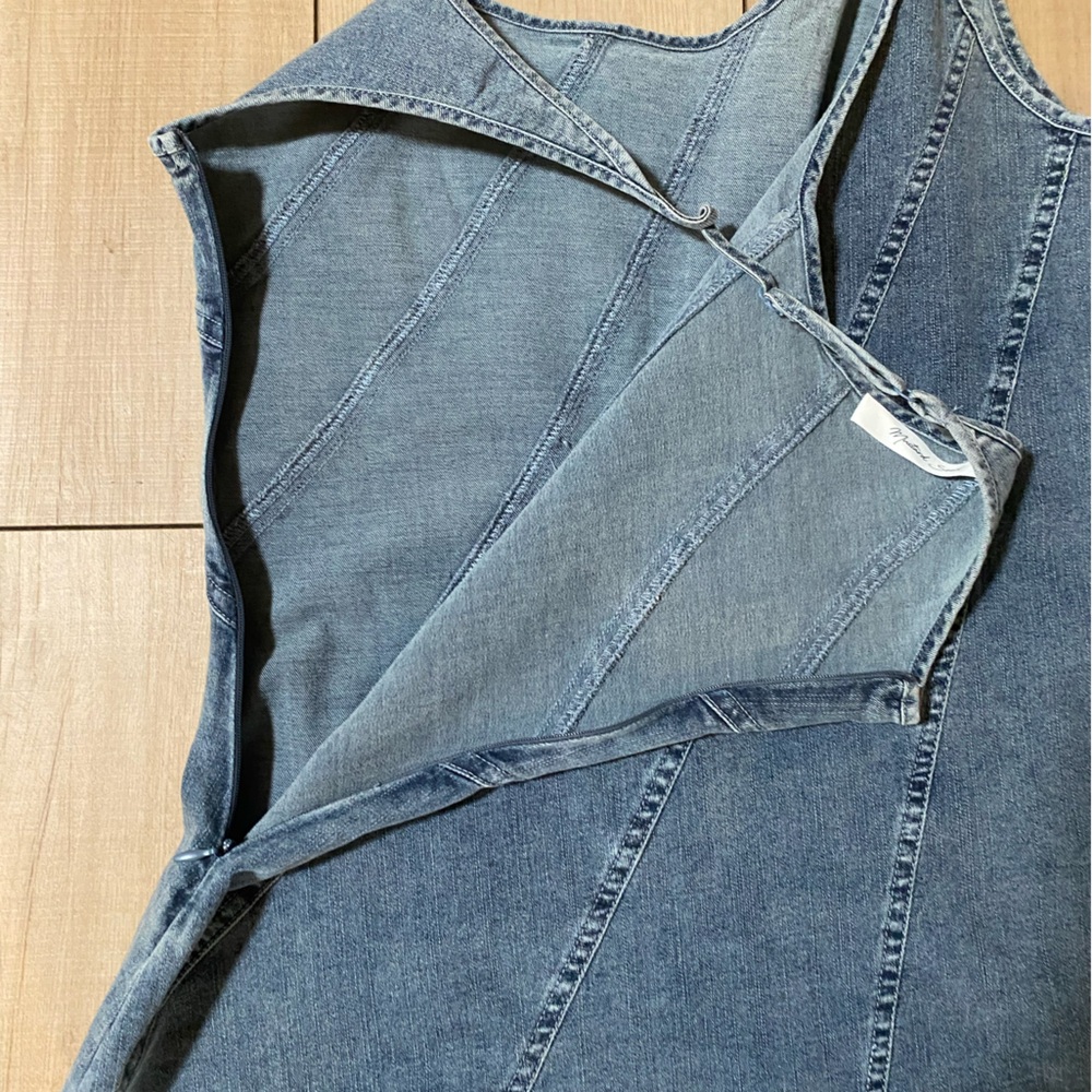 Mustard Seed Denim Tank Dress – Blue, Size L Flared A-Line, Chambray Dress - Picture 5 of 13